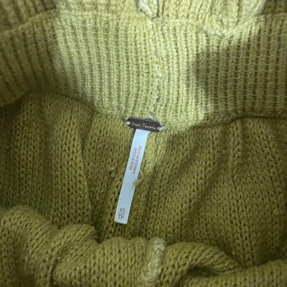 Free People Size XS Yellow Knit High Waist Drawstring Shorts Stretch - Picture 3 of 4